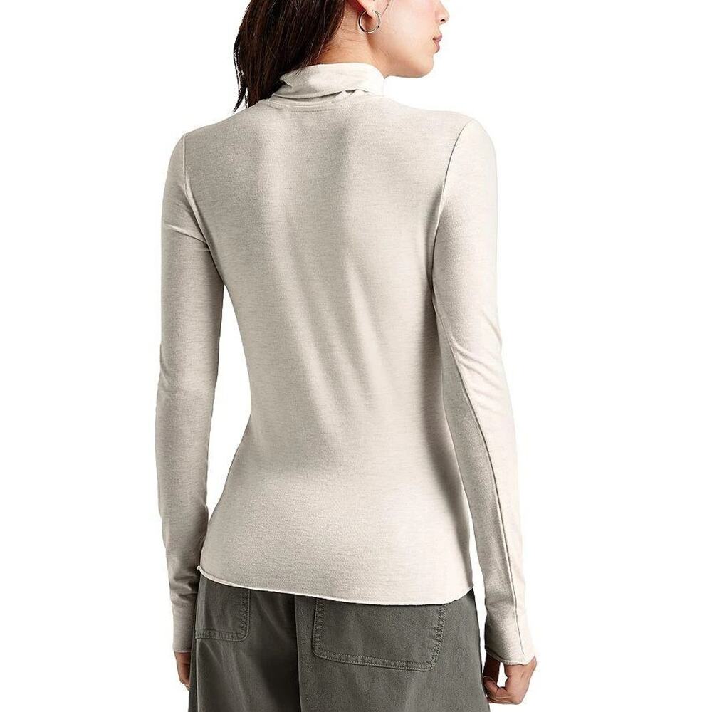 Splendid Women Pale Oak Heather Bamboo Jersey Casual Turtleneck Tee Size L - Picture 6 of 6